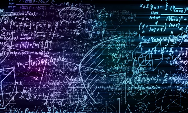 A vibrant background filled with intricate mathematical equations, diagrams, and symbols, illustrating complex concepts in mathematics and science.
